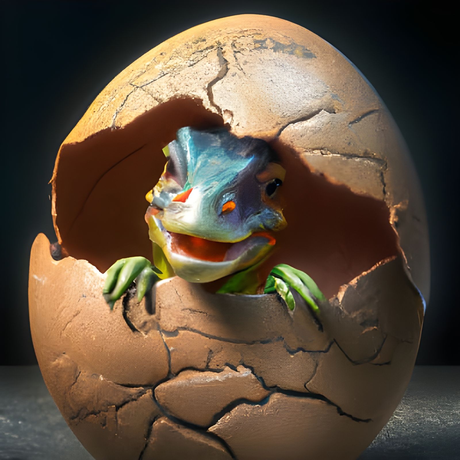 Cute Dinosaur Hatching From Egg: 8K Photorealistic Art