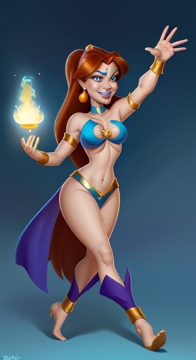 Kim Possible as an Aladdin-Style Genie