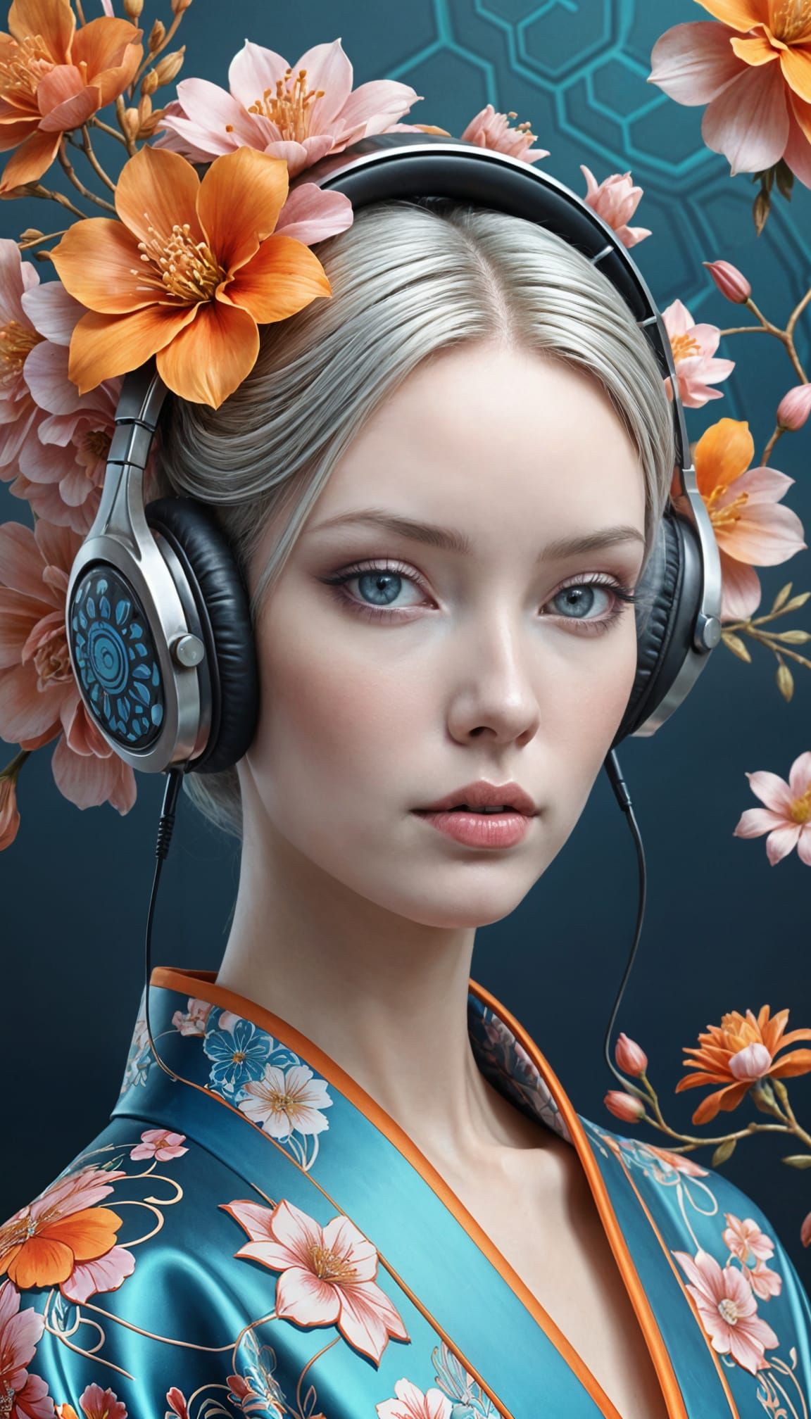 Hyperrealistic Art Nouveau Woman with Futuristic Asian Accen...