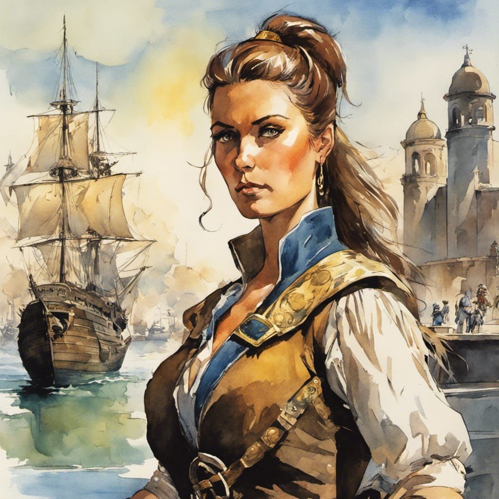 Renaissance Pirate Captain in Comic Book Style