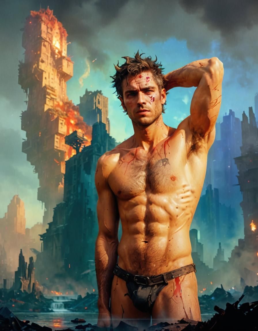 Zephyrus, God of Dawn, in Surreal Post-Apocalyptic City