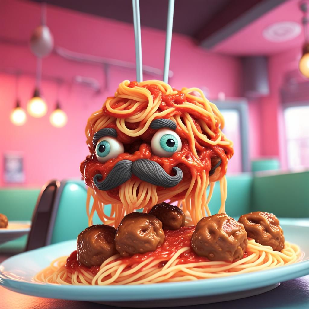Cute Pastel Horror Spaghetti in Hyperrealistic Style