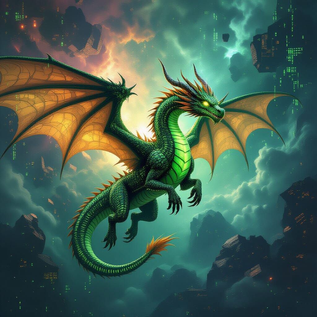Digital Dragon Soars Through Data Nebula