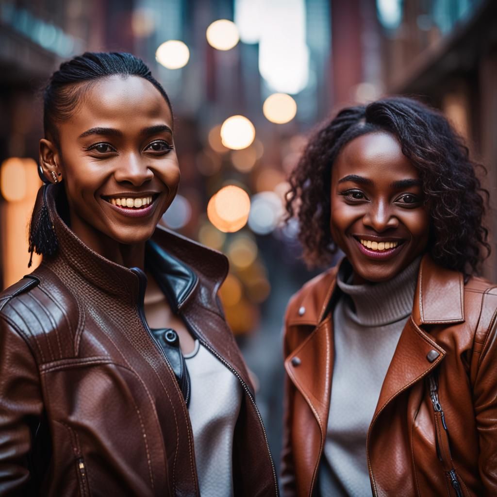 Cyberpunk Elf Women in Futuristic City Alleyway