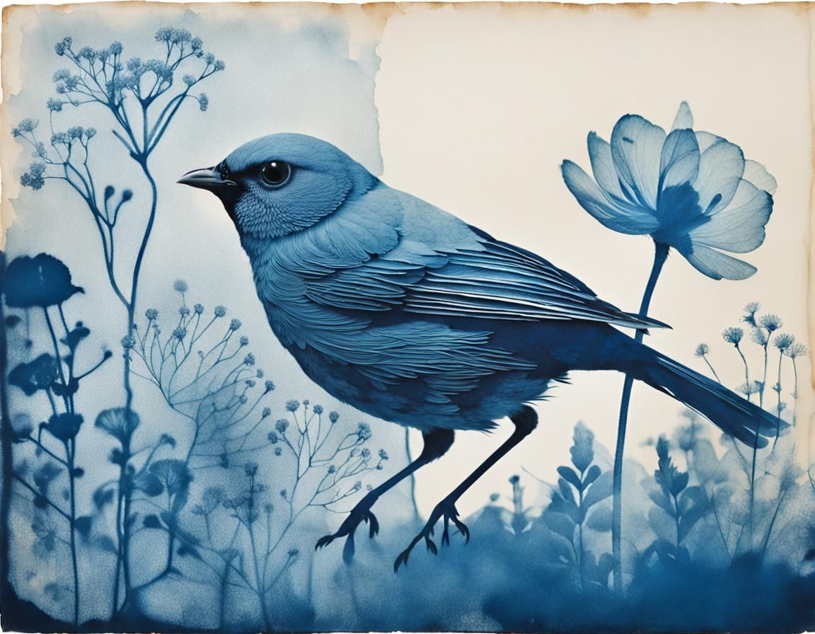 Ethereal Cyanotype Landscapes with Floral Specimens