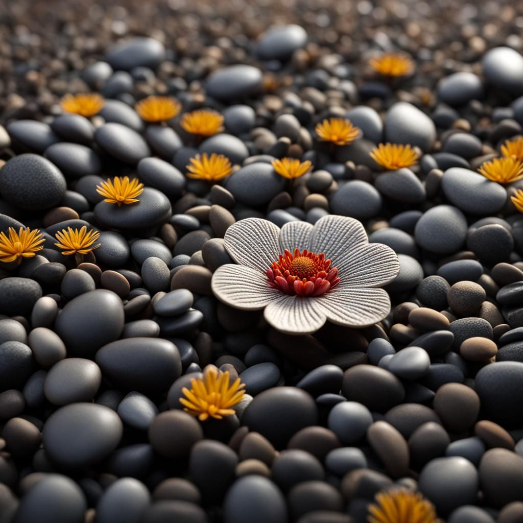 Pebble Flower with Intricate Detail and Lighting