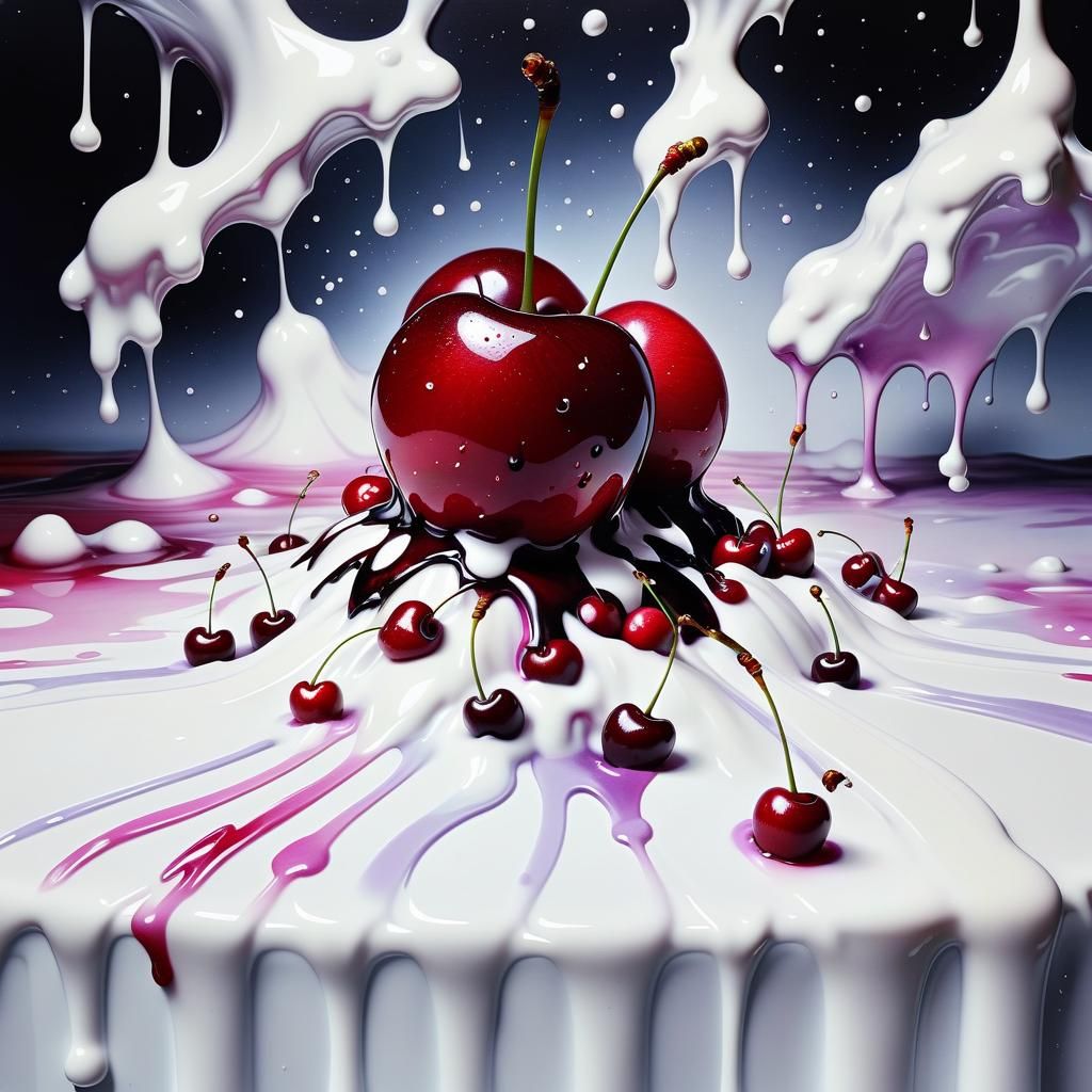 Cherries in Dream: Melting Ink and Cream