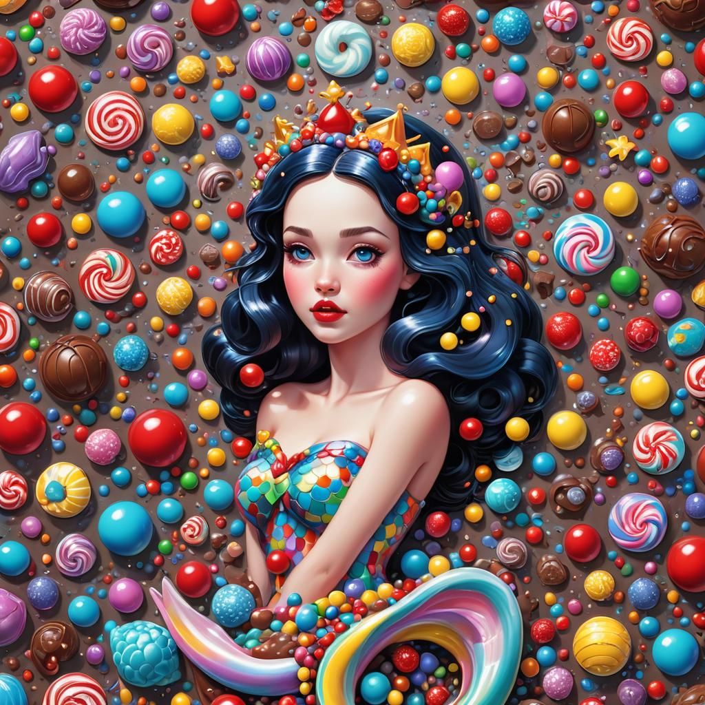 Snow White Space Mermaid in Candy Art Style