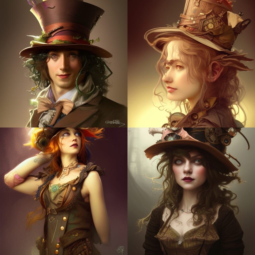 Steampunk Mad Hatter Fairy Portrait in 8k