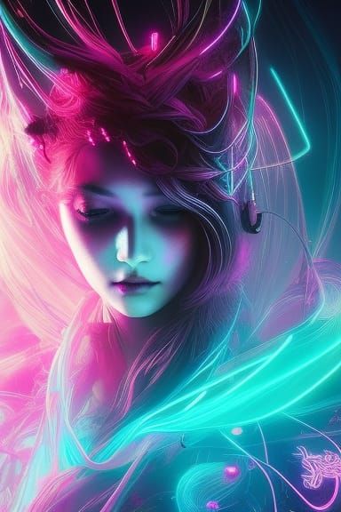 Neon Light Masterpiece in Hyperdetailed Aetherpunk Style