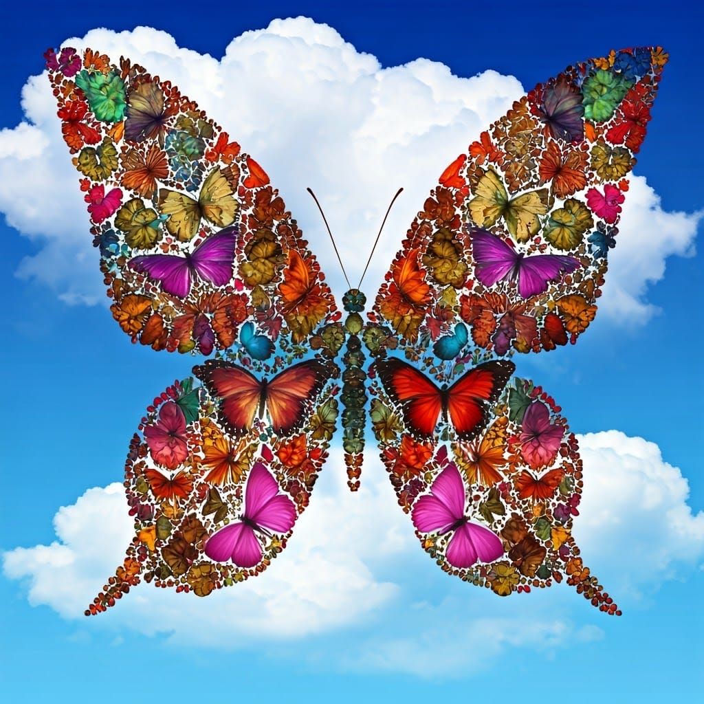 Vibrant Cloudscape in Butterfly Form