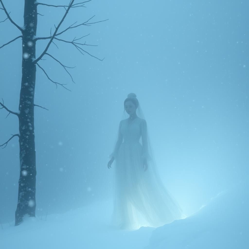Ethereal Yuki Onna Portrait in Blizzard