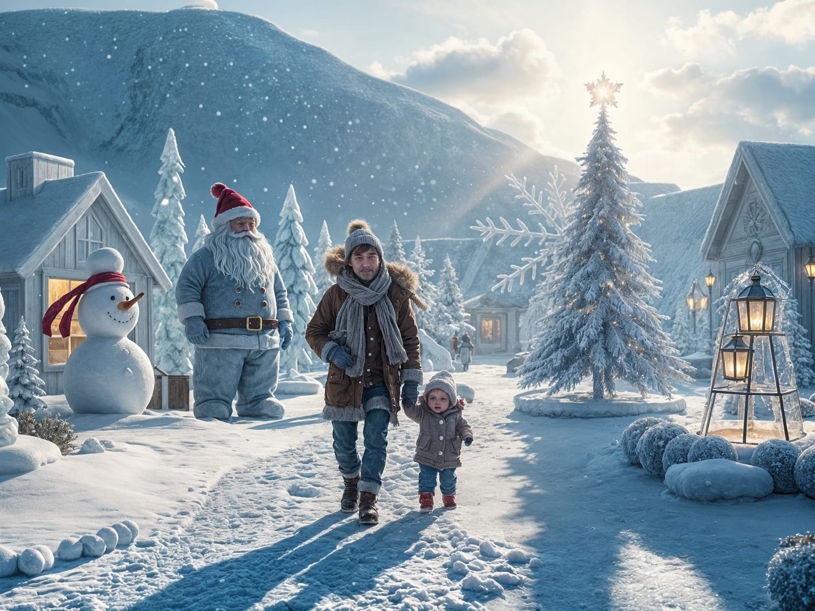 Surreal Ice Wonderland Scene in Photorealistic 3D Style