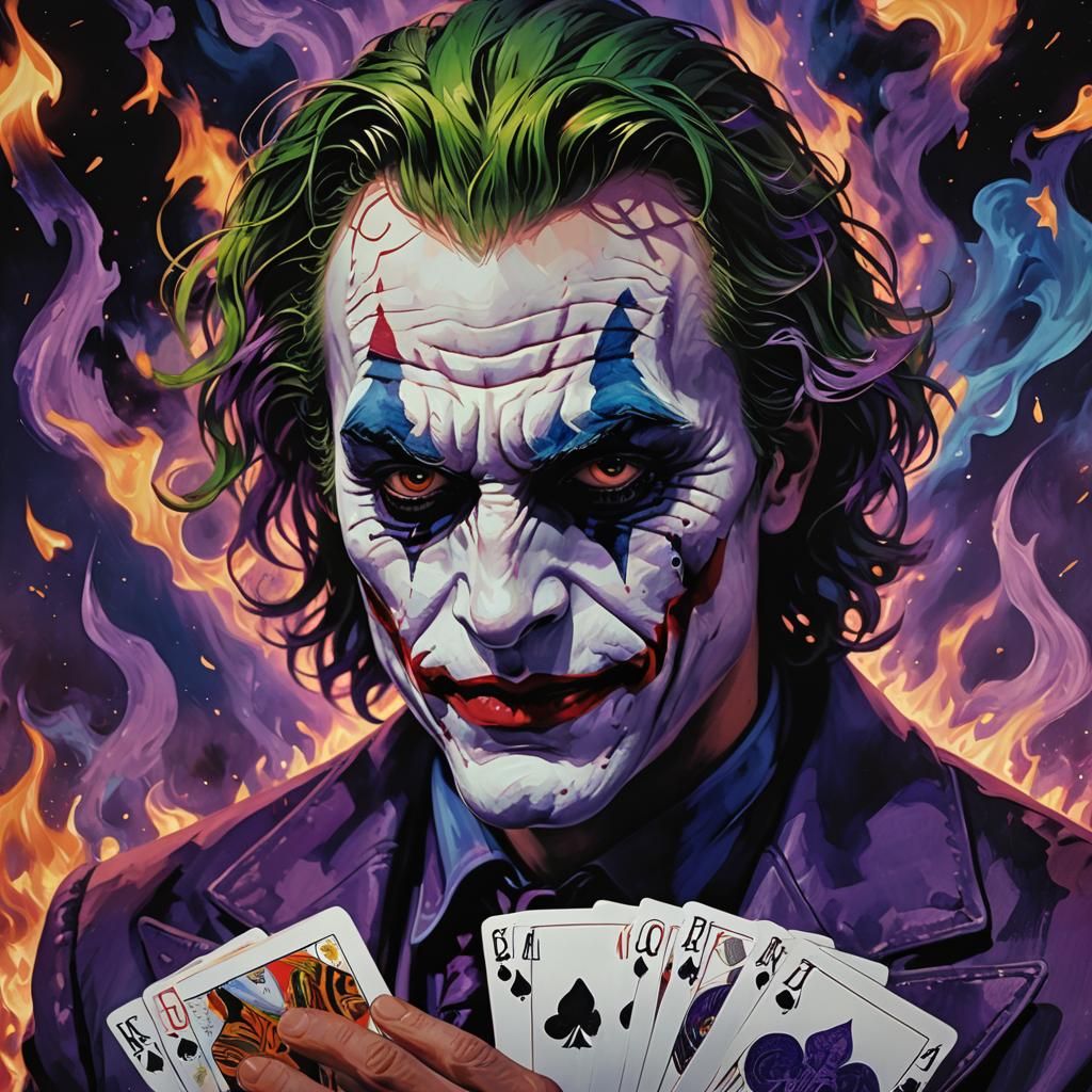 Joker Ablaze: A Cinematic Portrait in Fiery Purple