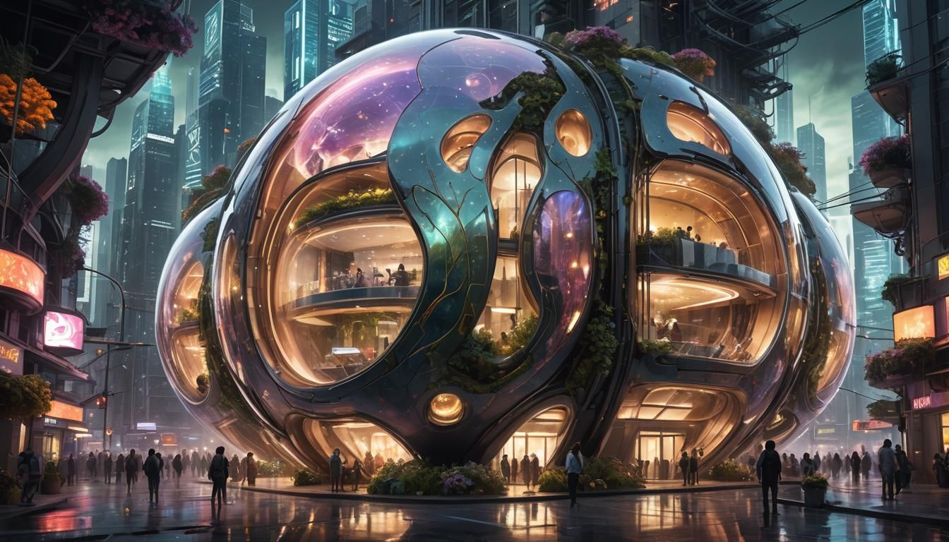 Cyberpunk Megacity Metropolis with Bio-Enhanced Cyborgs and...