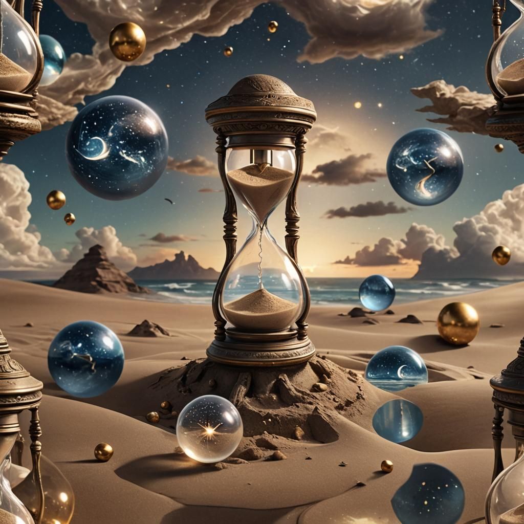 Futuristic Hourglass with Day and Night Essence