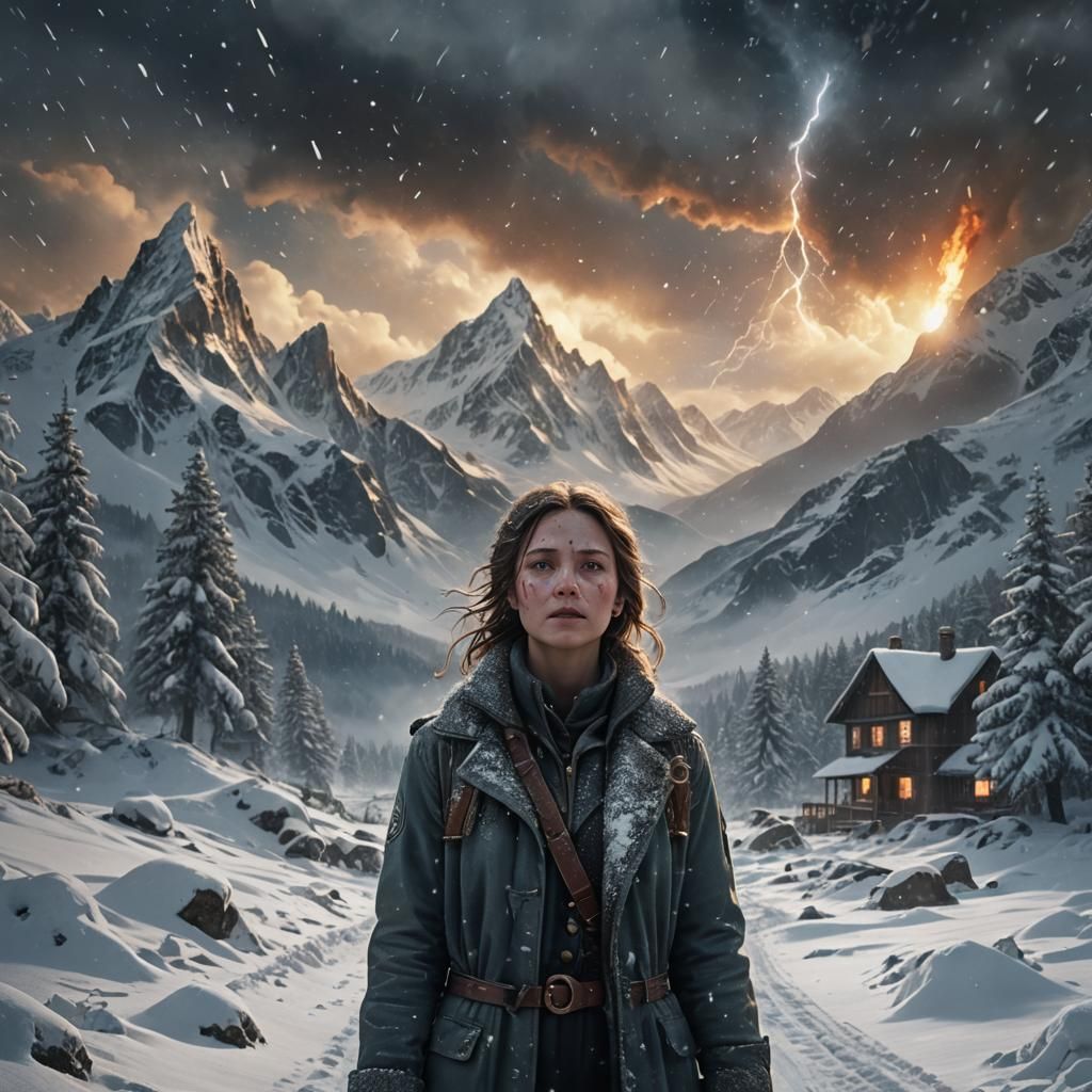 Cinematic Snow Portrait in Digital Matte Painting