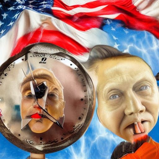 Surreal American Landscape with Melting Clocks, in Dali Styl...