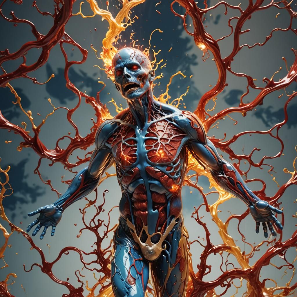 Glowing Vessels in Transparent Human Form