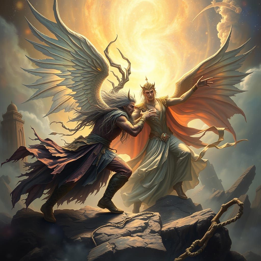 Cosmic Battle: Chaos Versus Order in Dreamlike Art