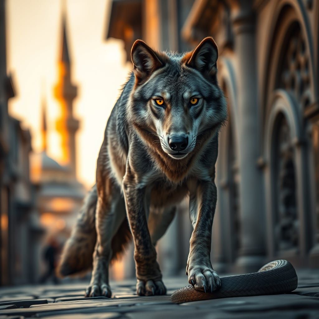 Wolf-Serpent Hybrid Stalks Istanbul Streets at Dusk