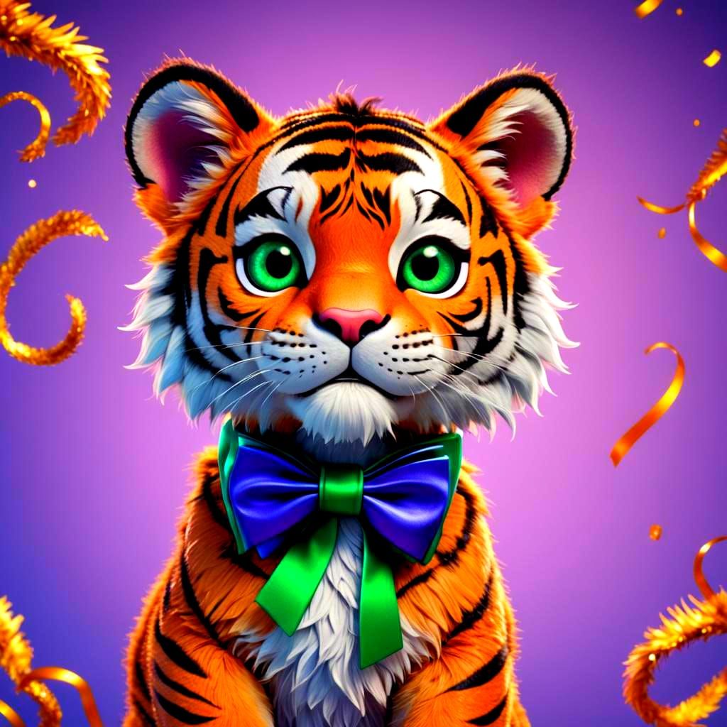 Adorable Cartoon Tiger Cub in 3D Digital Art