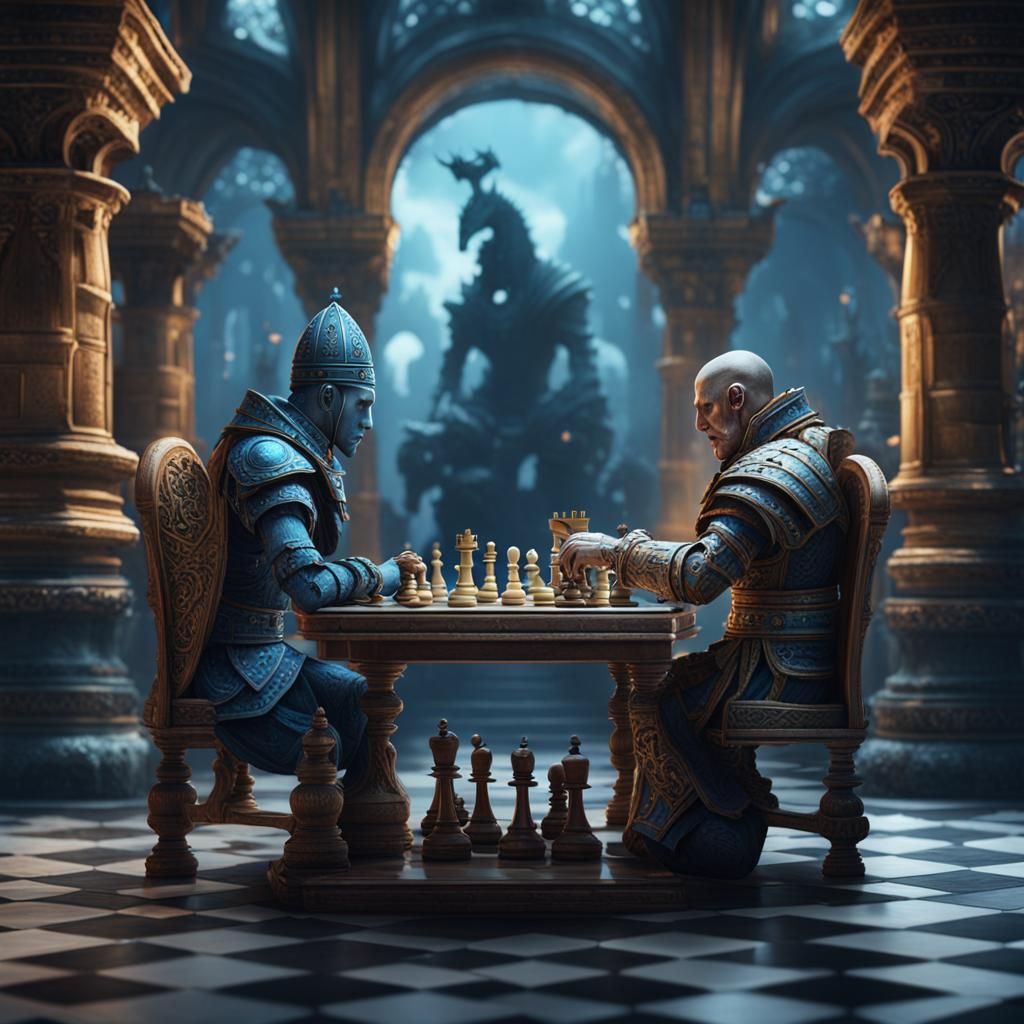 AI Chess Game: Detailed Fantasy Concept Art
