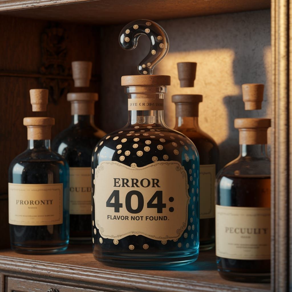 Vintage Bottle in a Warmly Lit Cabinet