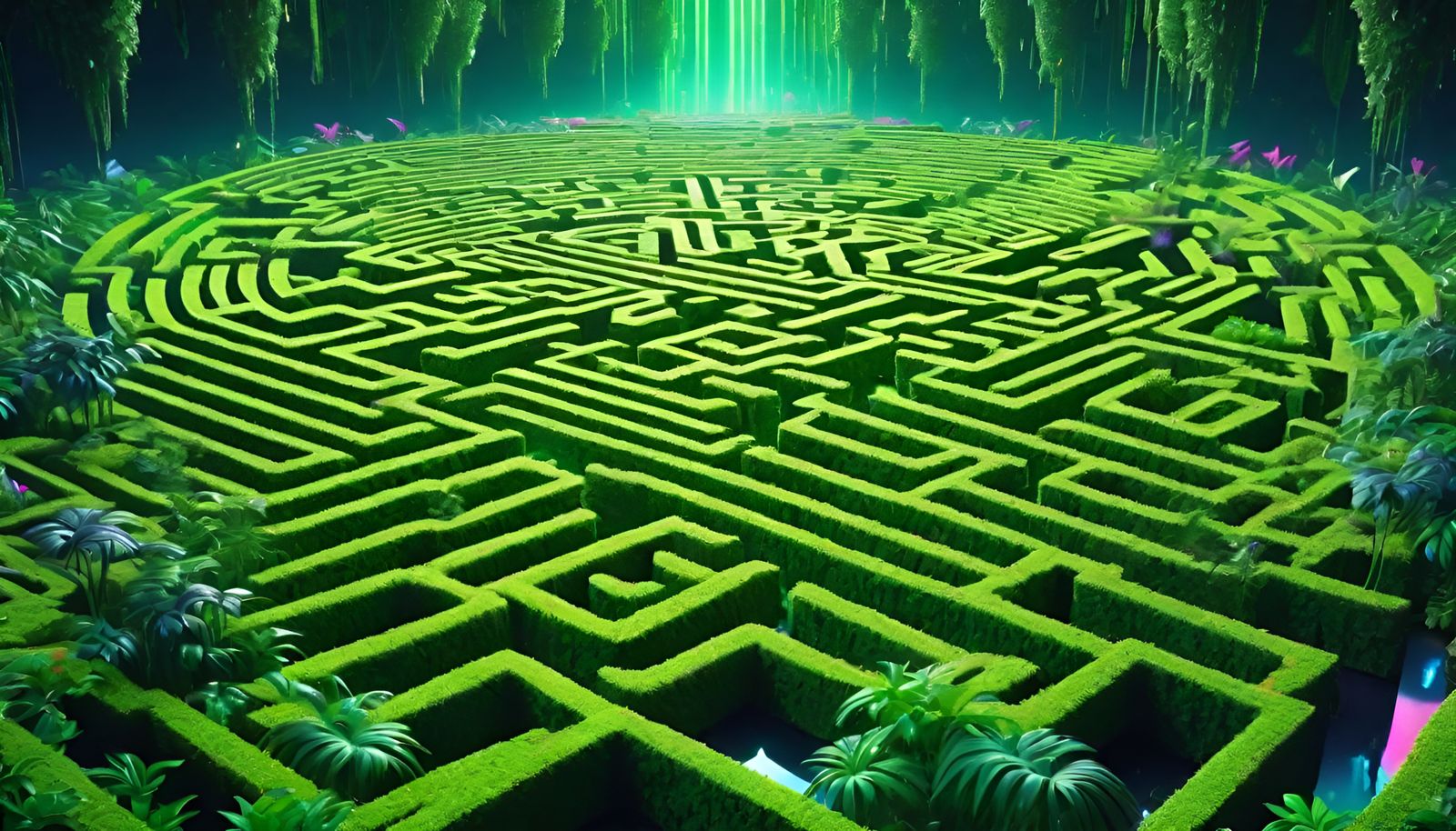 Psychedelic Jungle Maze in a Trippy Wonderland