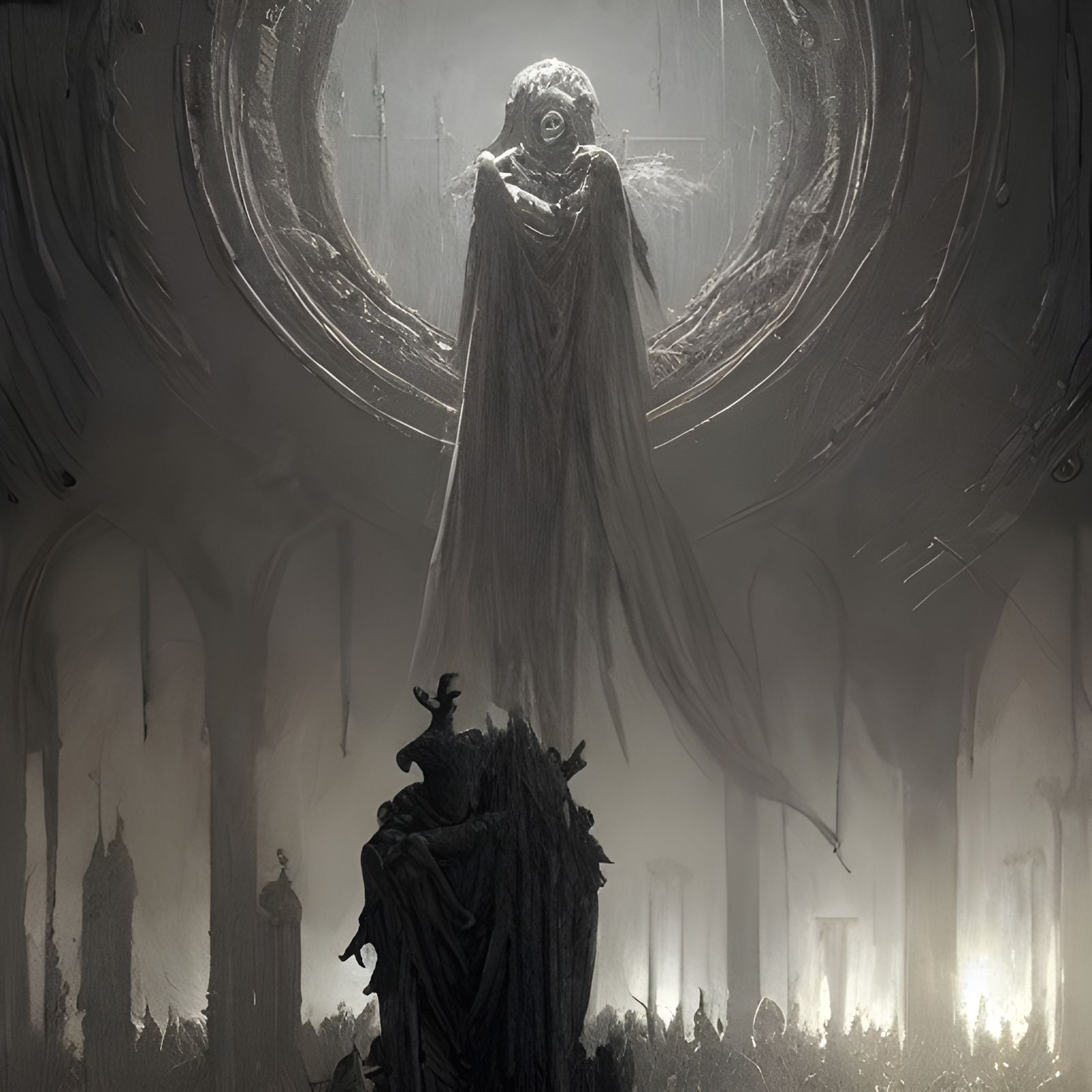 Gothic Horror Figure in Doré Style