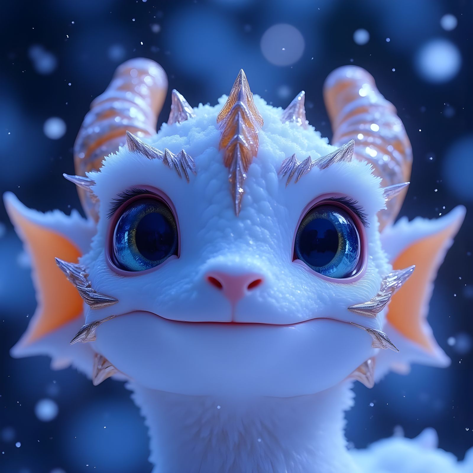 Ethereal Dragon in Snowy Fantastical Landscape
