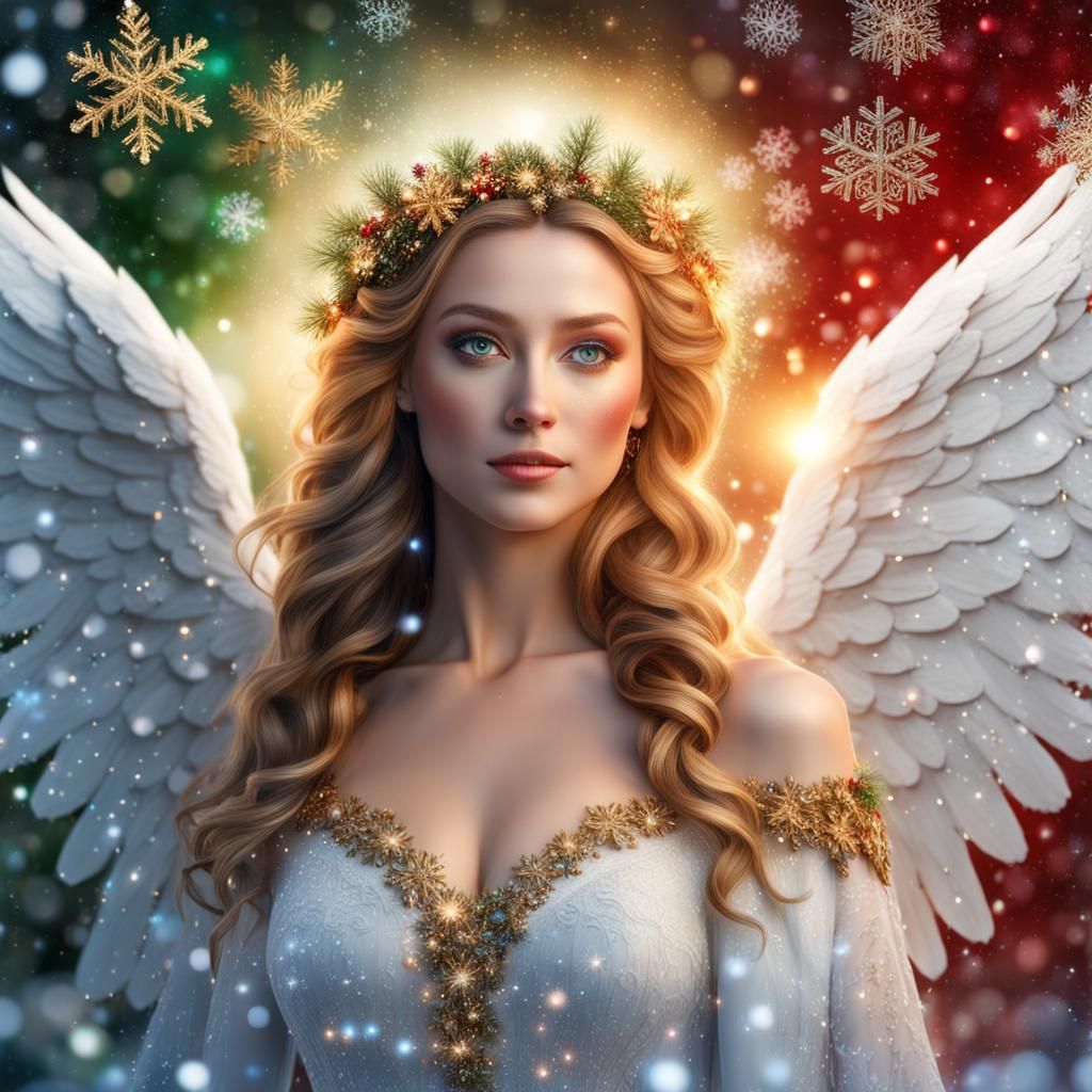 Elegant Christmas Angel in a Winter Landscape