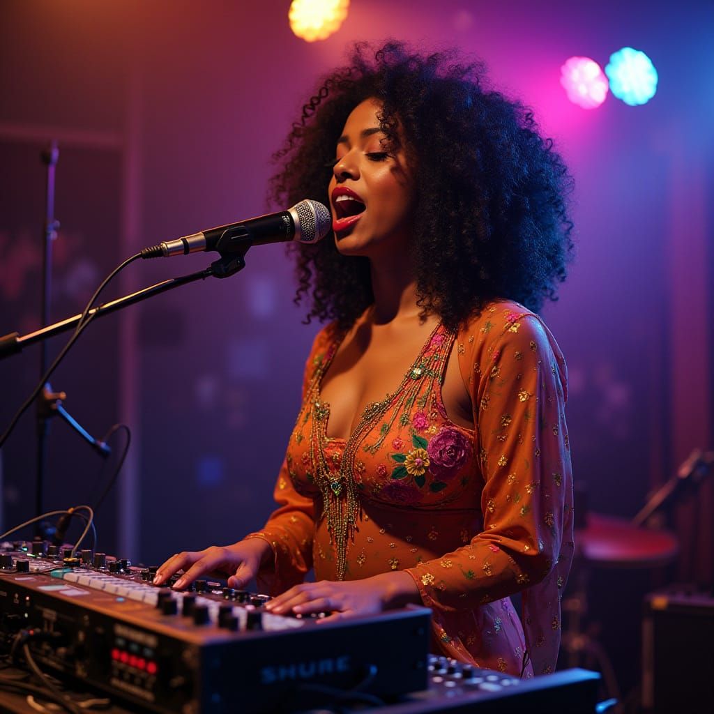 Passionate Afro-Latina Artist Singing in Studio