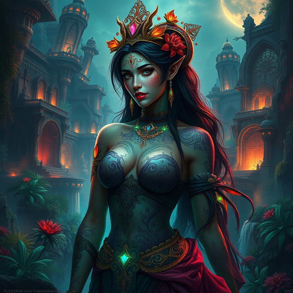 Mystical Woman in Fantasy Landscape, Trending on Artstation