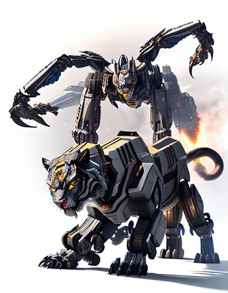 Metallic Cougar Mecha: Robotic Zoid Beast in 3D