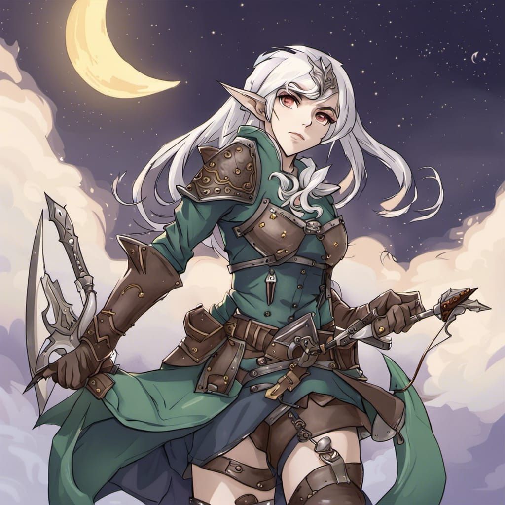 Anime-Style Moon Elf Rogue Character Design
