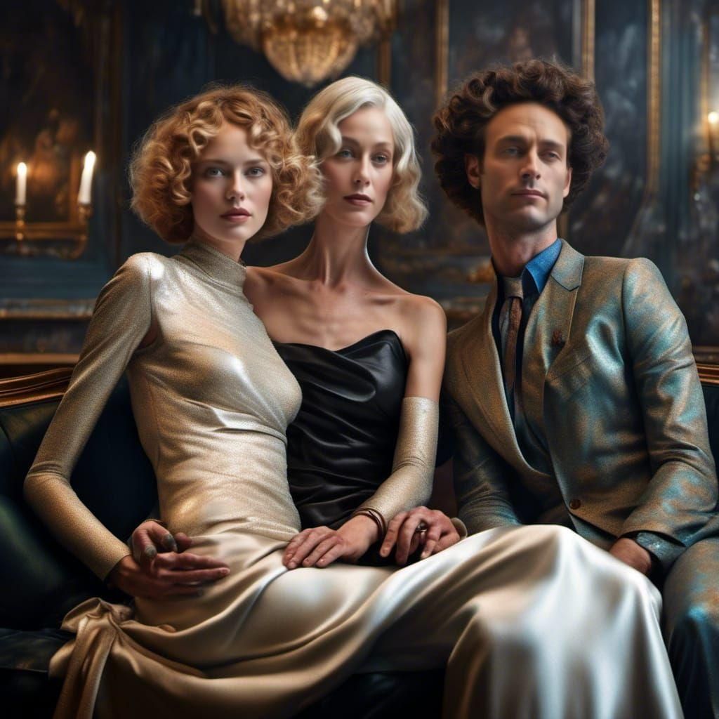 Art History Party with Aliens in Hyperrealism