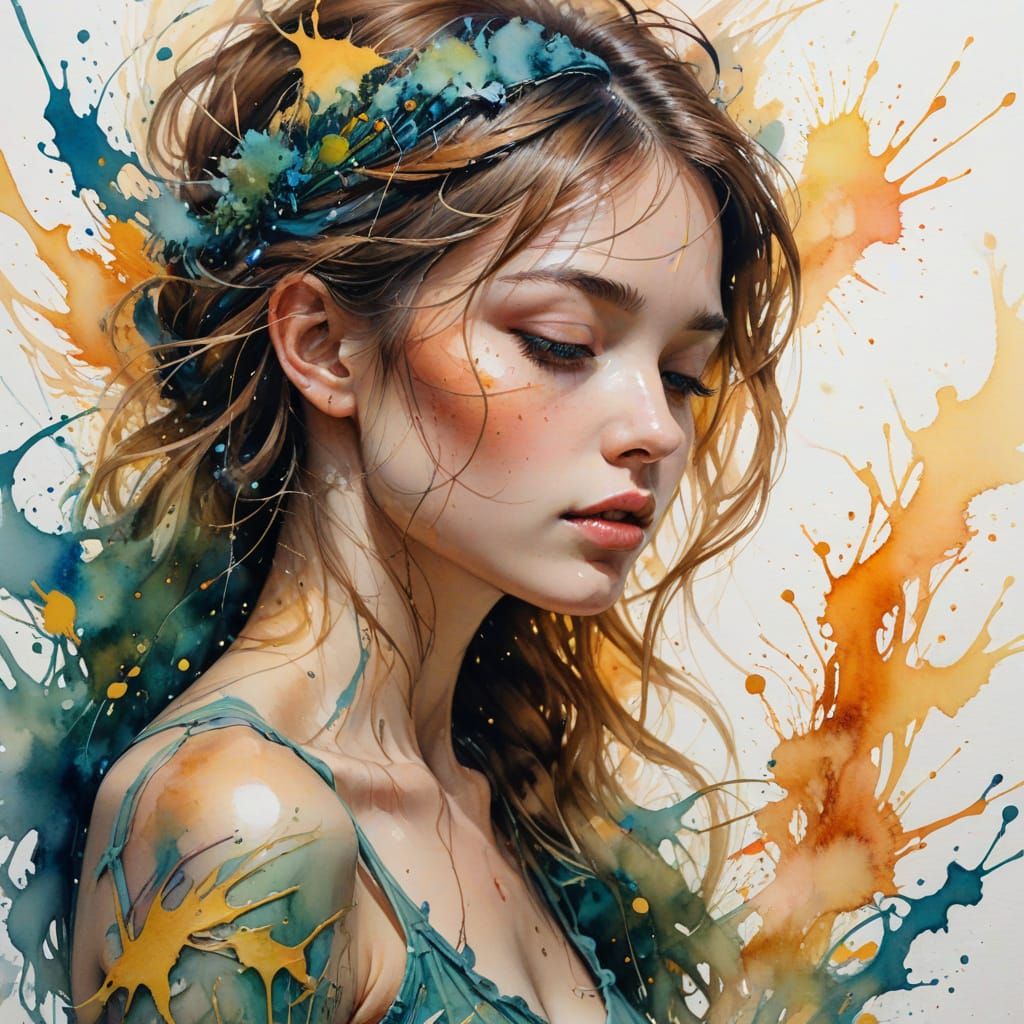 Enchanted Canvas with Delicate Ink and Watercolor