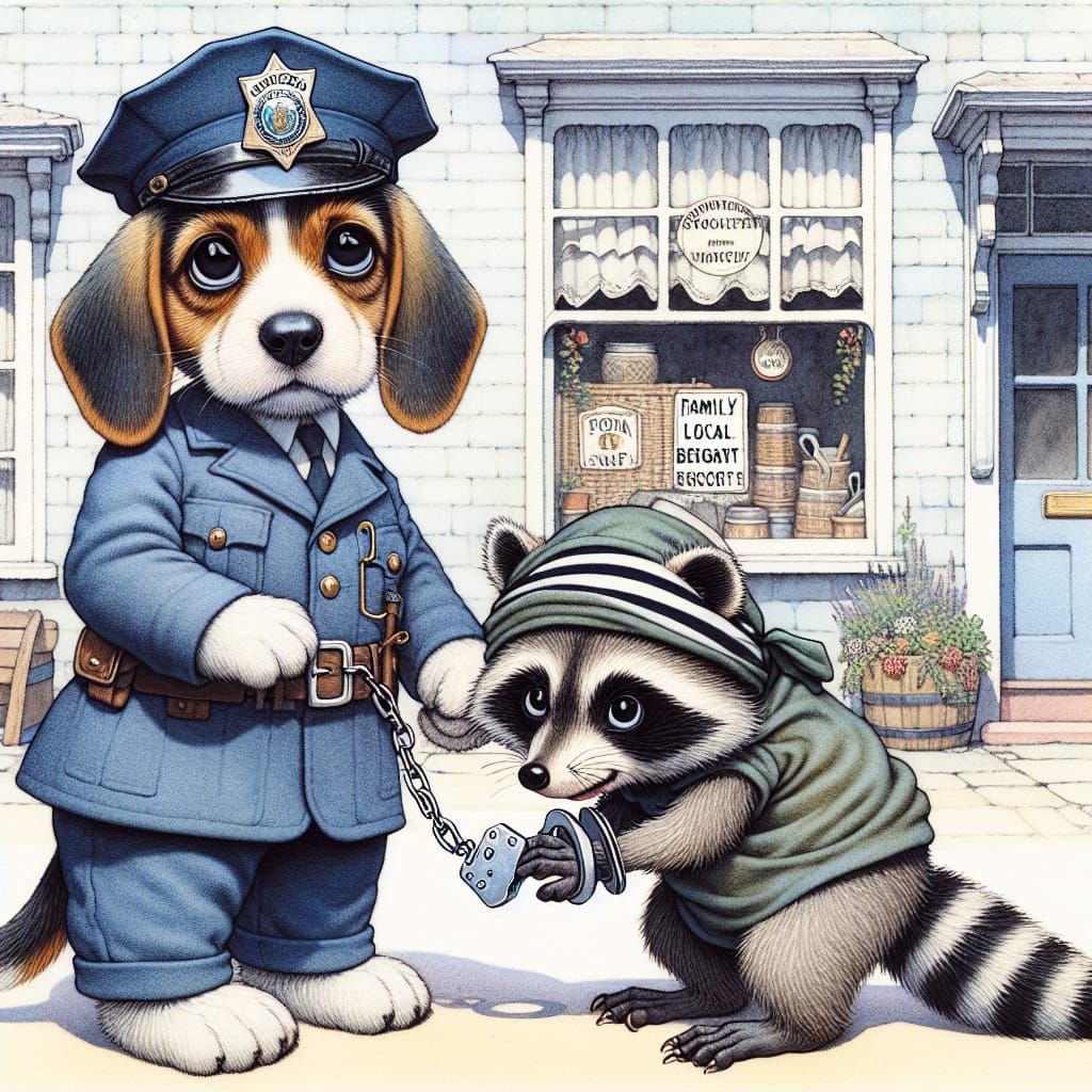 Hound Dog Officer Arrests Raccoon Burglar