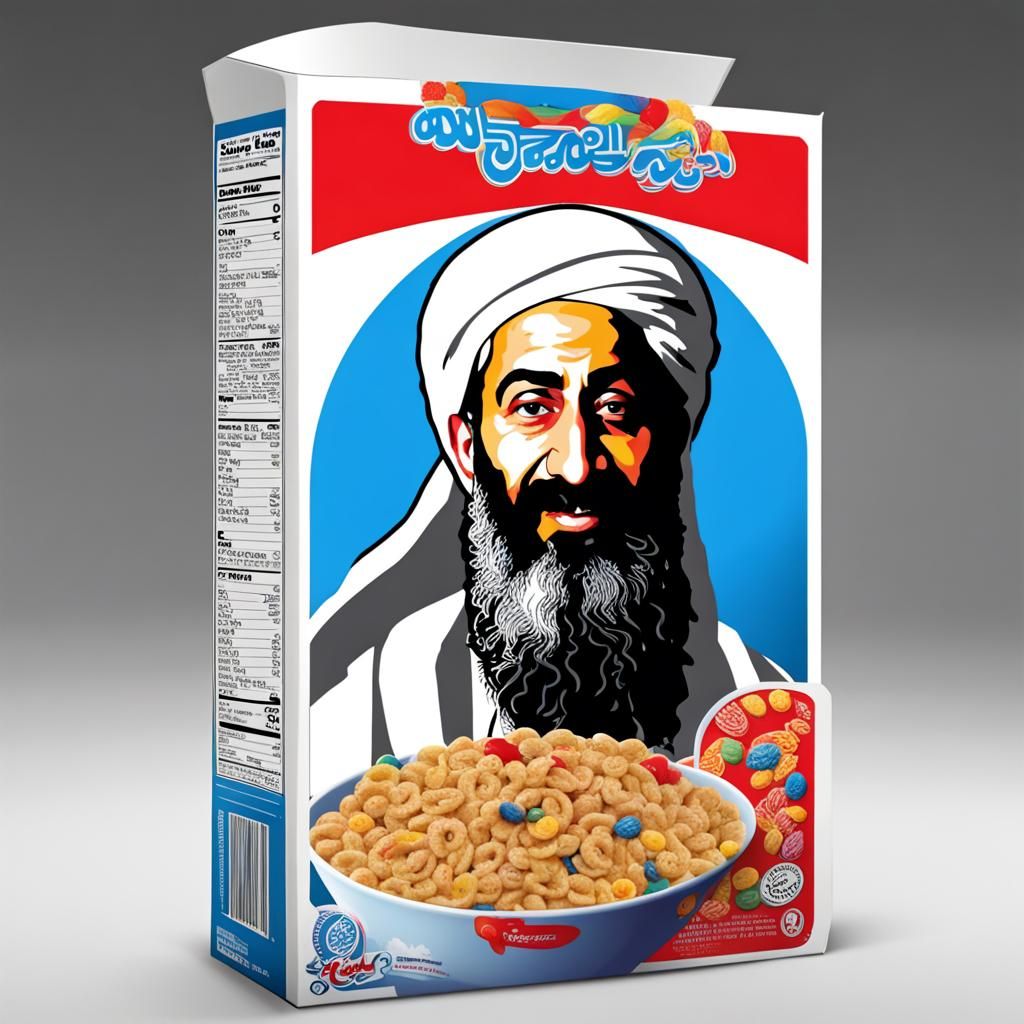Osama Laden Branded Cereal Box: AI Concept