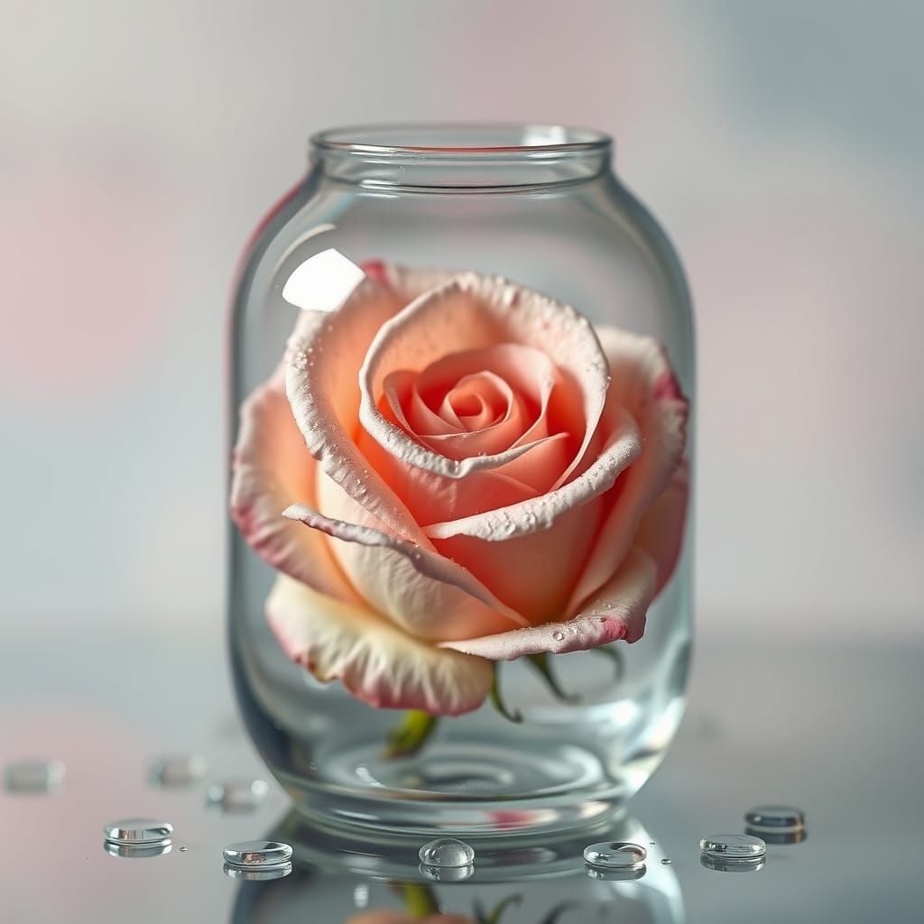Rose in Vial: Dutch Master Inspired Hyperrealism
