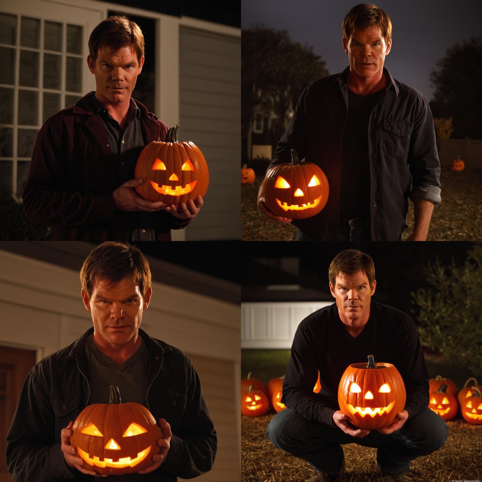Dexter Morgan with Jack-o-lantern
