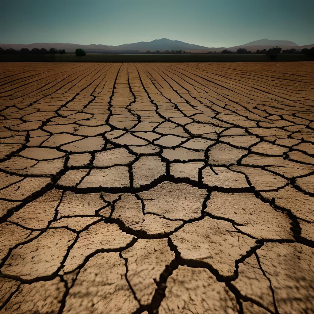 Drought-Stricken Farmland with Cracked Earth