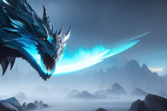 Icy Dragon Fantasy Concept Art in 16k