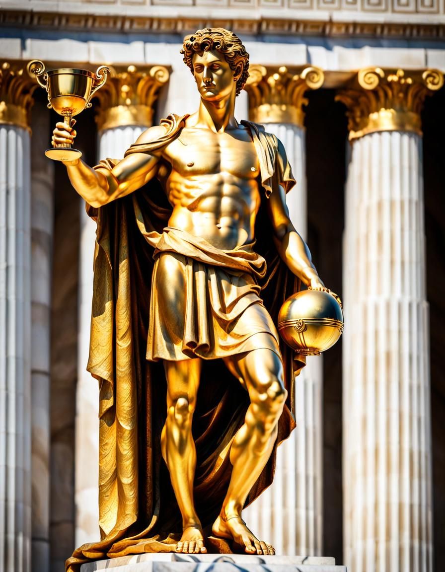 Golden Statue of Dionysus in Ancient Greece