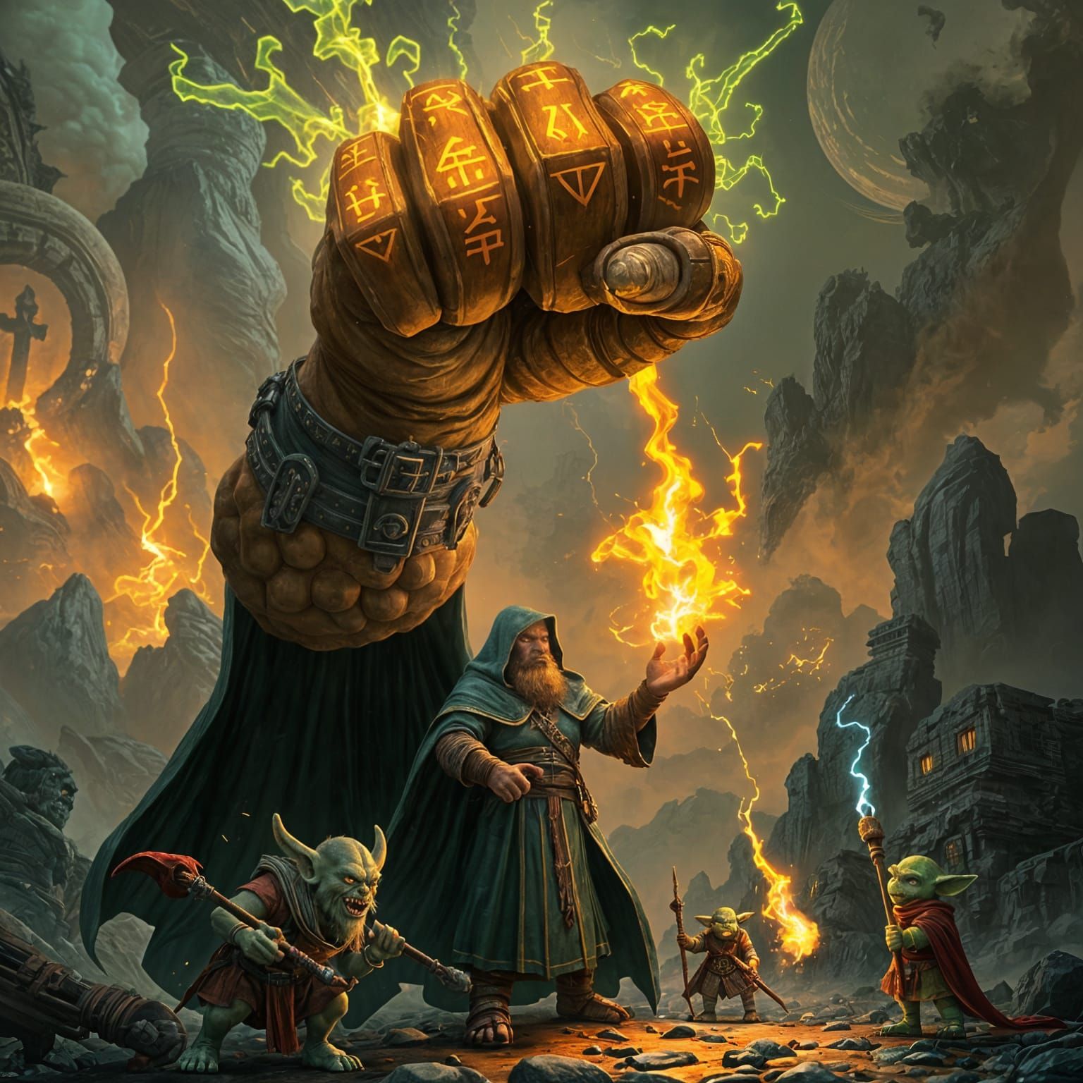 Mystical Wizard Conjures Giant Fist