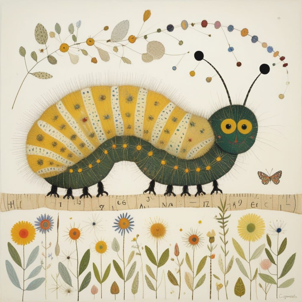 Vibrant Caterpillar Portrait in Expressive Painterly Style