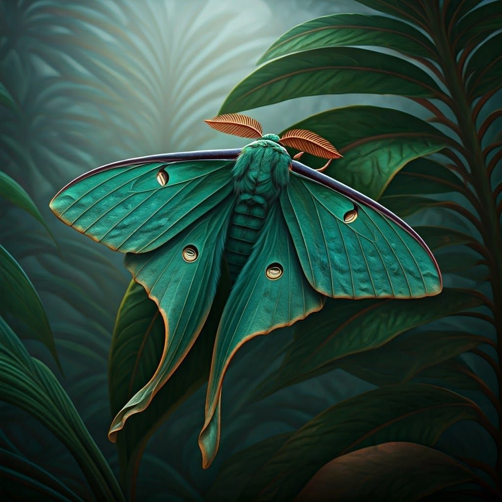 Majestic Green Oleander Hawk Moth in Ethereal Landscape
