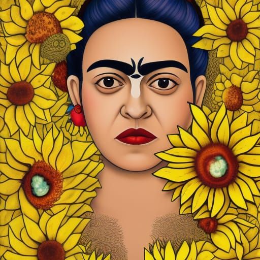 Pop Art Female Anatomy with Sunflowers