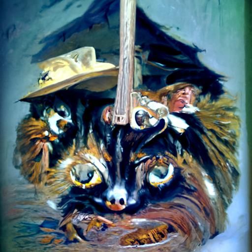 Furry Librarian Portrait in Oil Paint